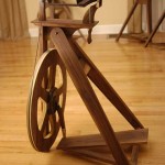 side view handmade spinning wheel